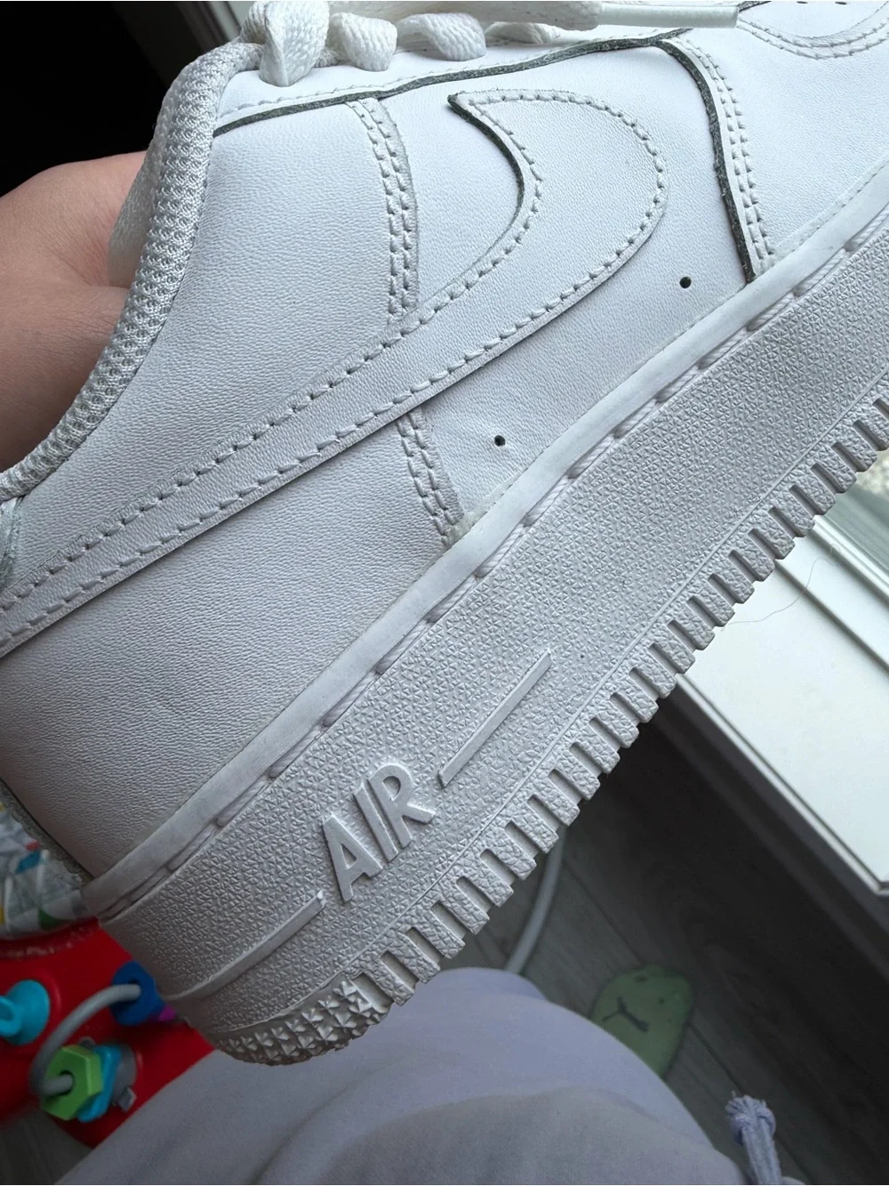 Nike Kids White Leather Air Force 1 Sneakers